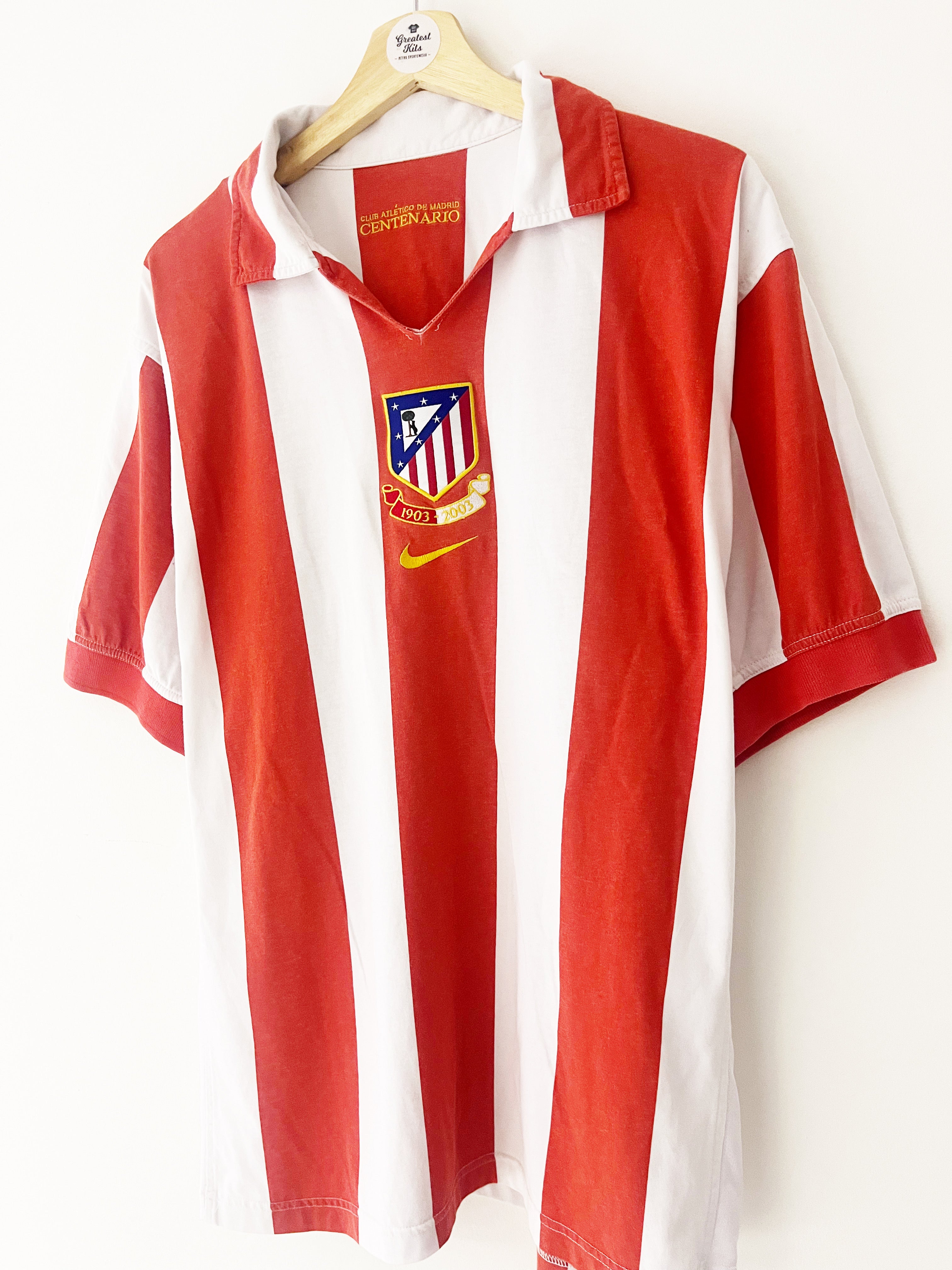 2003/04 Atletico Madrid Home *Centenary* Shirt (L) 8/10