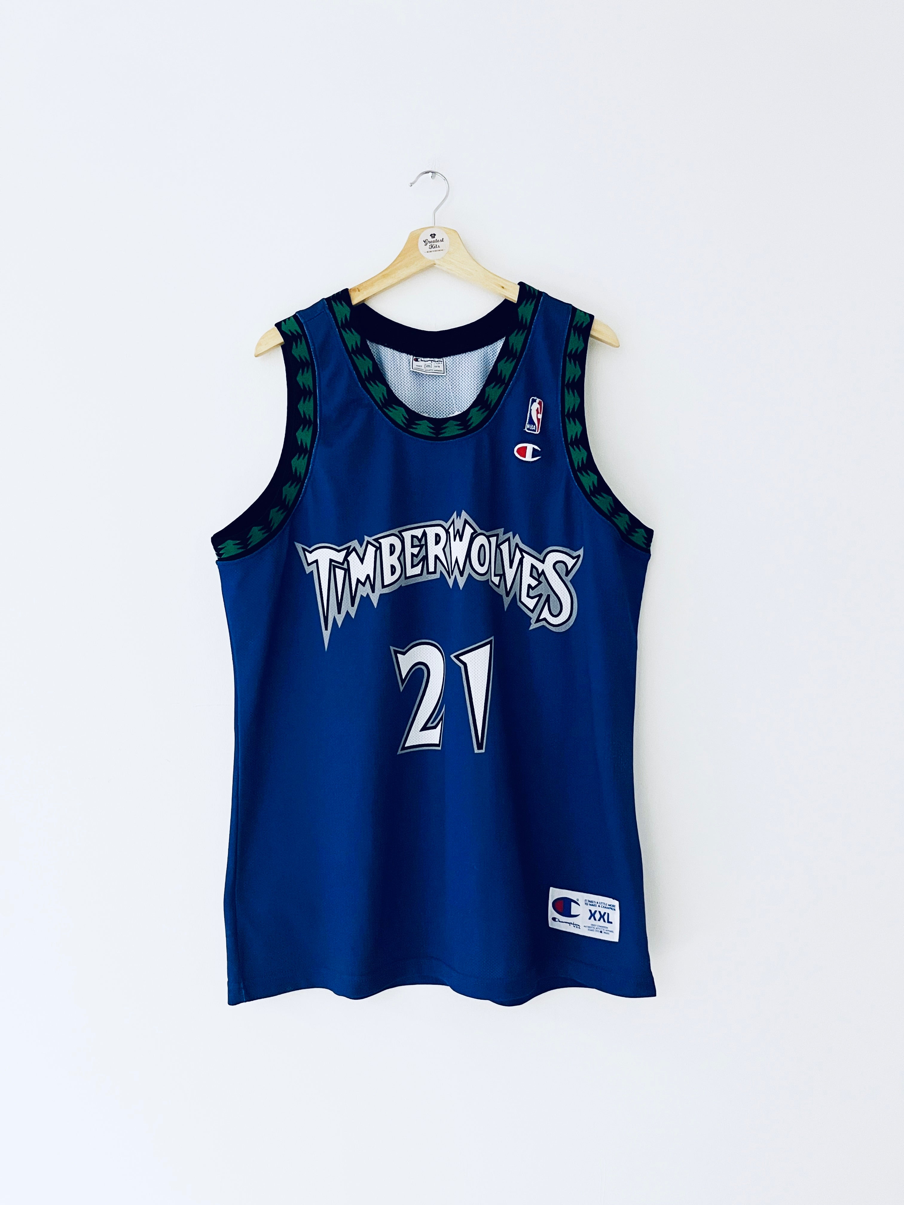 1996-07 Minnesota Timberwolves Champion Road Jersey Garnett #21 (XXL) 8.5/10