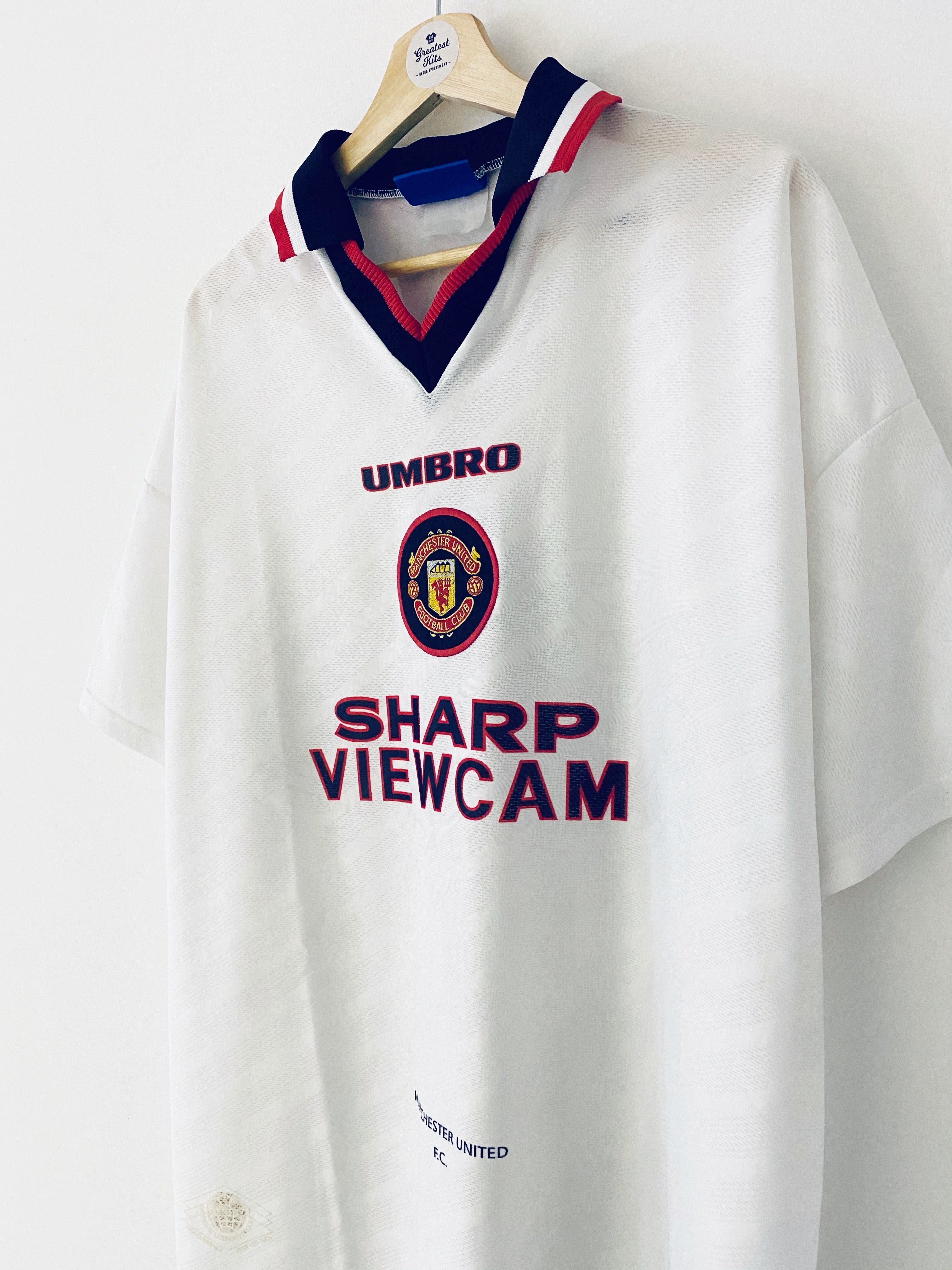 1996/97 Manchester United Away Shirt May #4 (XL) 8/10