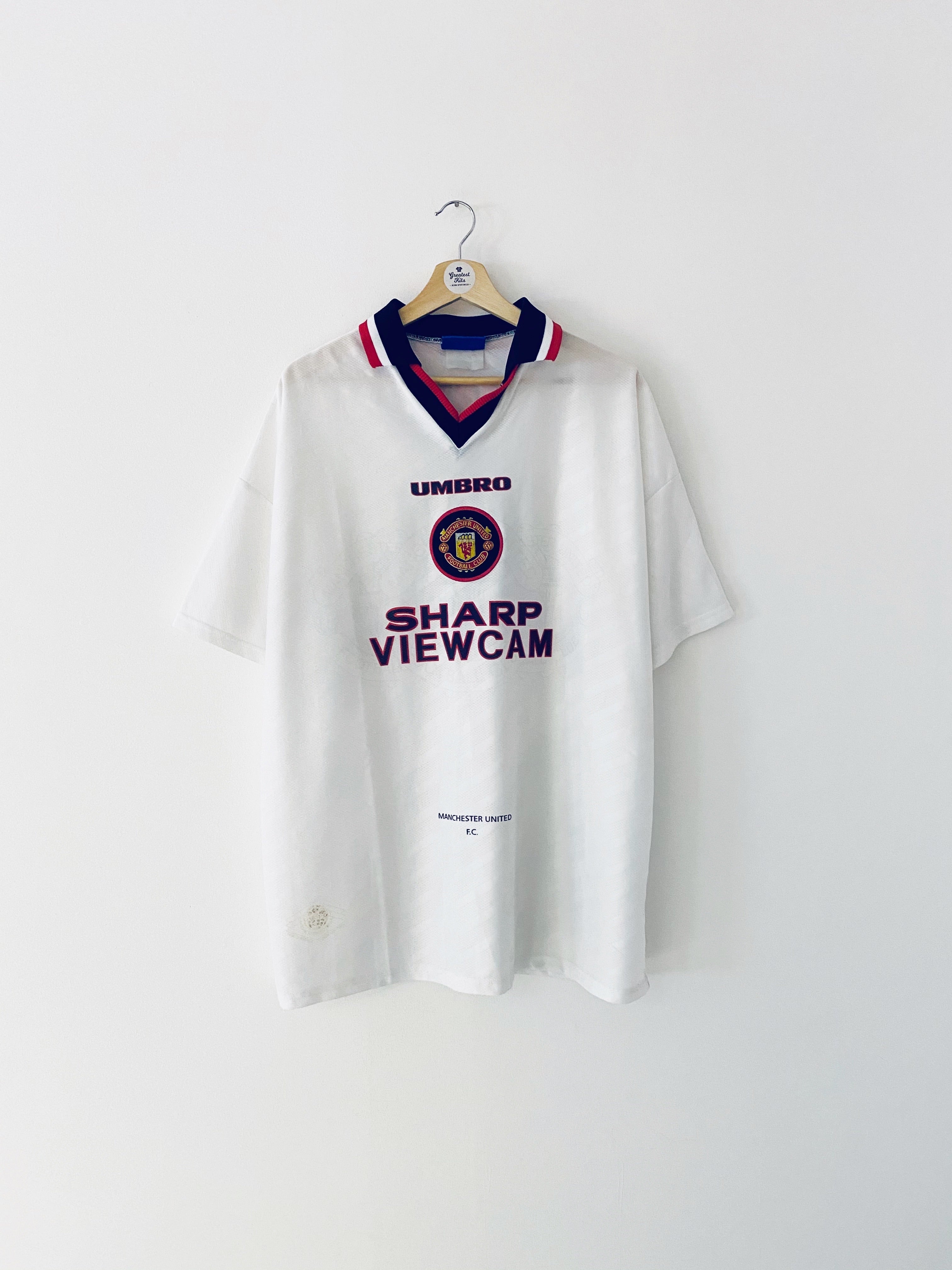 1996/97 Manchester United Away Shirt May #4 (XL) 8/10