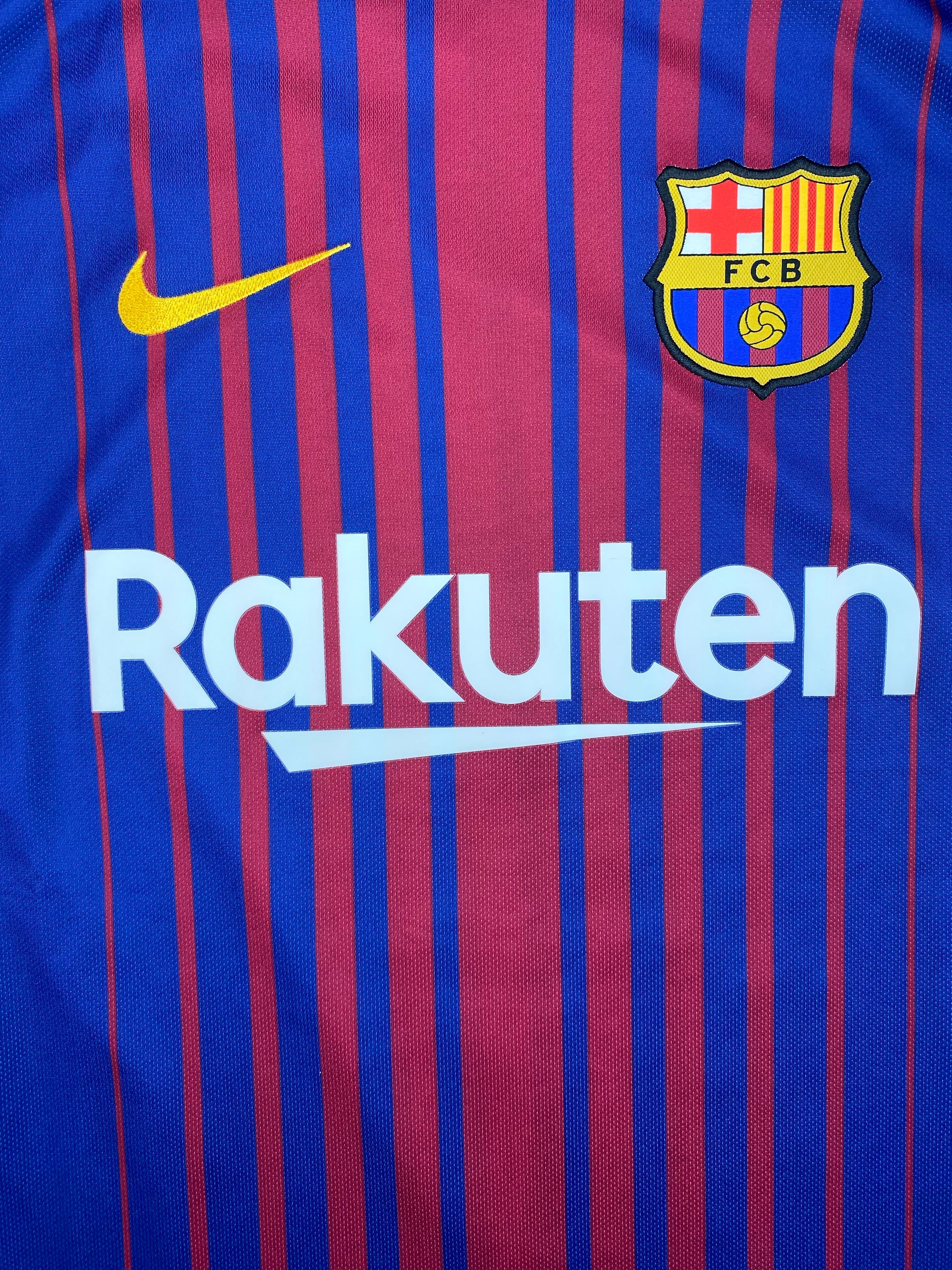 2017/18 Barcelona Home L/S Shirt Pique #3 (M) 9.5/10