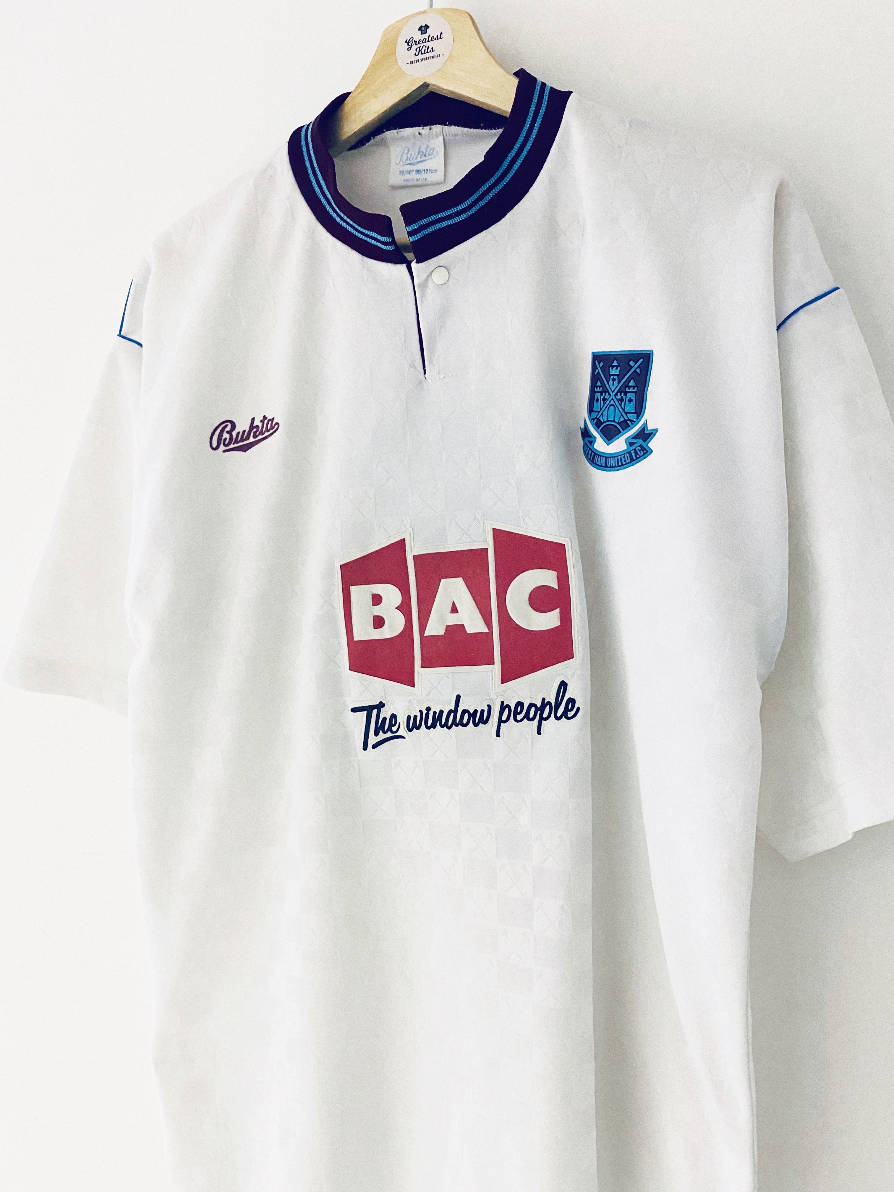 1990/91 West Ham Away Shirt #9 (M) 8/10