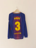 2017/18 Barcelona Home L/S Shirt Pique #3 (M) 9.5/10