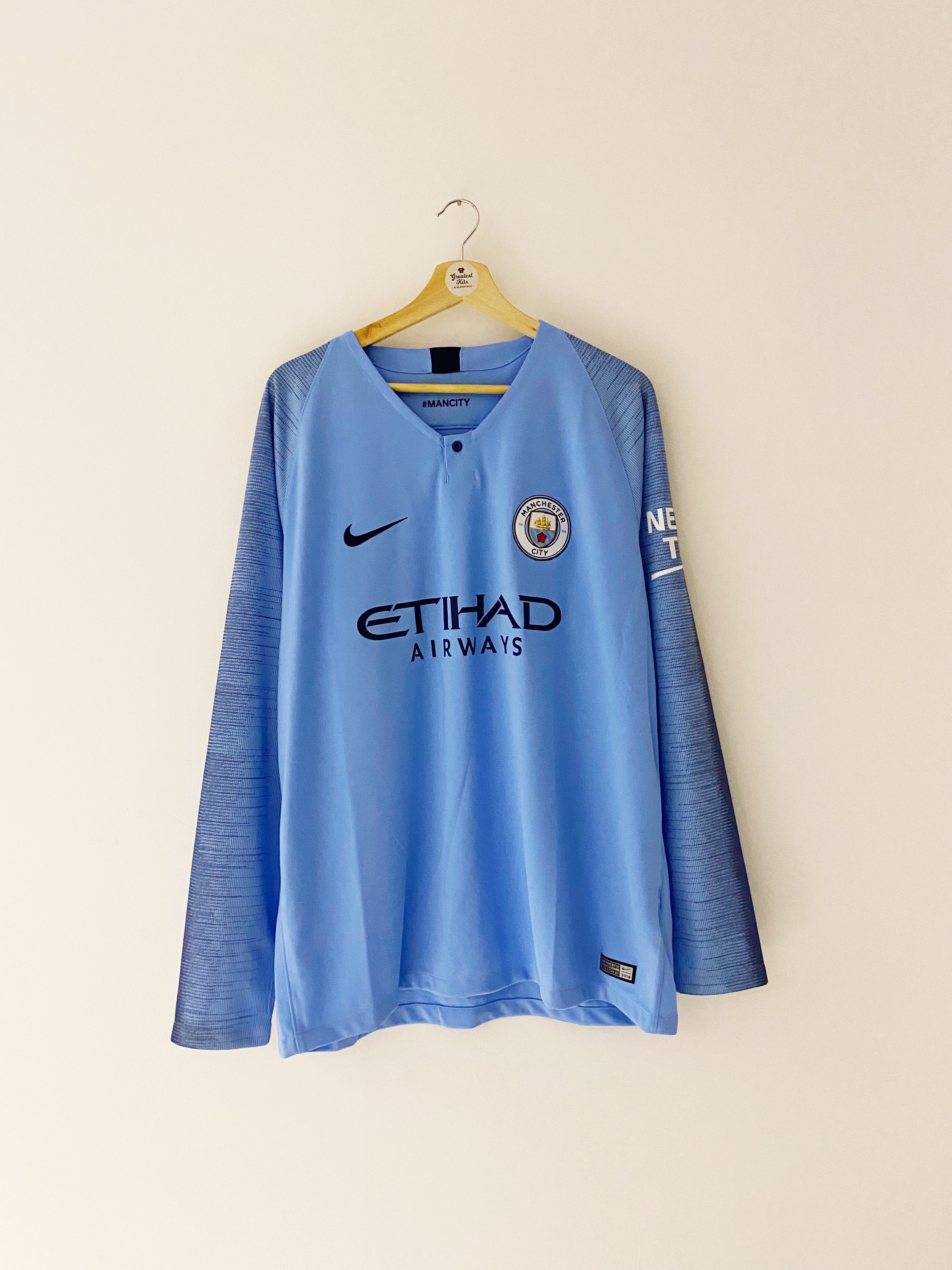 2018/19 Manchester City L/S Home Shirt Mahrez #26 (XL) 9/10