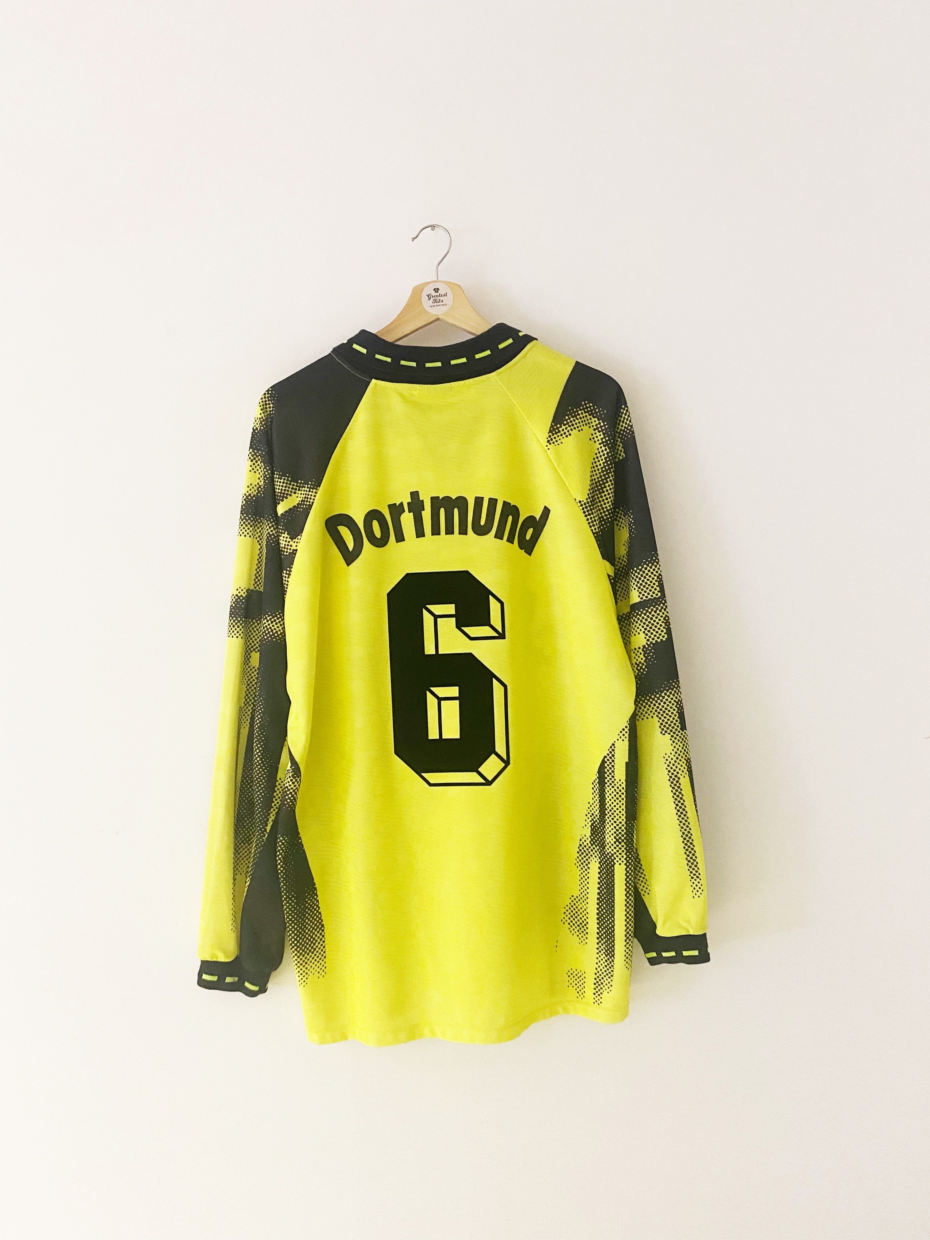 1992/93 Borussia Dortmund Home L/S Shirt #6 (Sammer) (XL) 9/10